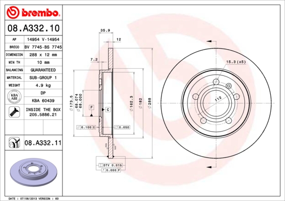 Disc frana 08.A332.11 BREMBO