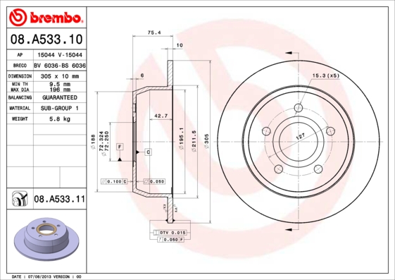 Disc frana 08.A533.11 BREMBO