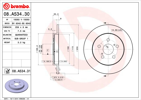 Disc frana 08.A534.31 BREMBO