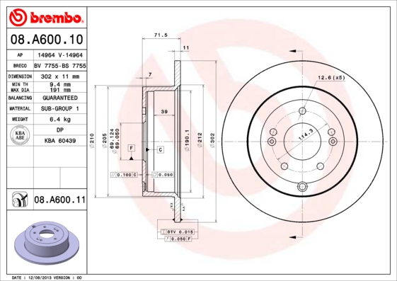 Disc frana 08.A600.11 BREMBO