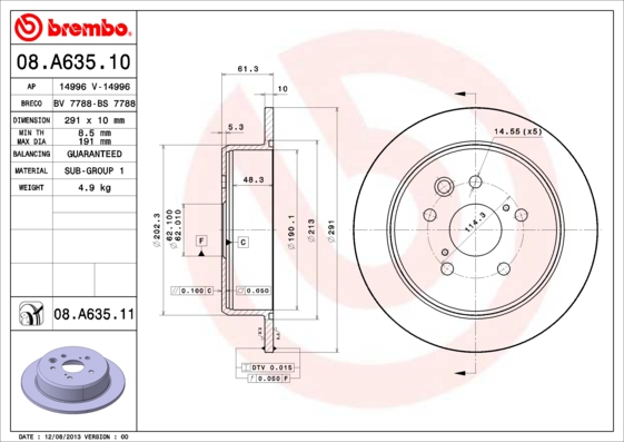 Disc frana 08.A635.11 BREMBO