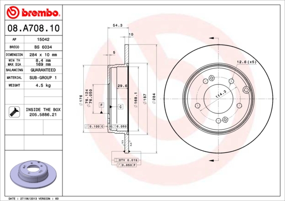 Disc frana 08.A708.11 BREMBO