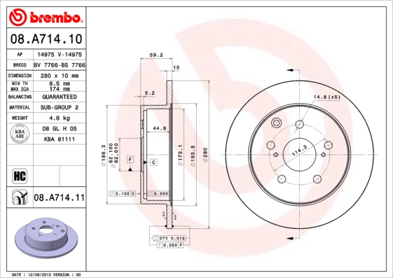 Disc frana 08.A714.11 BREMBO