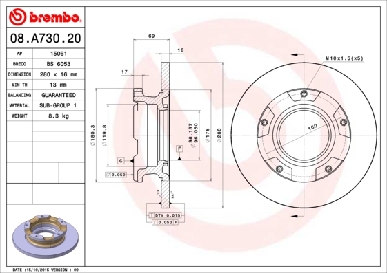 Disc frana 08.A730.20 BREMBO