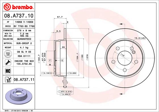 Disc frana 08.A737.11 BREMBO