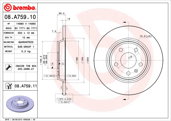 Disc frana 08.A759.11 BREMBO