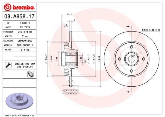 Disc frana 08.A858.17 BREMBO