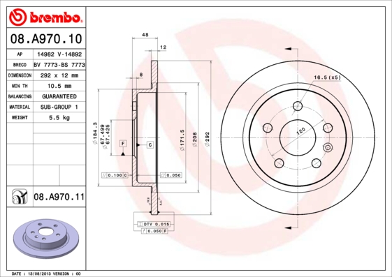 Disc frana 08.A970.11 BREMBO