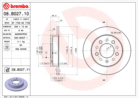 Disc frana 08.B027.11 BREMBO