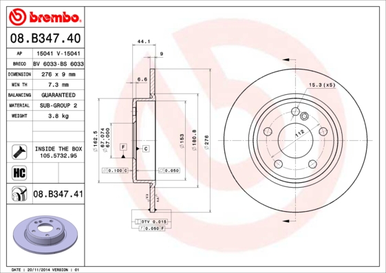 Disc frana 08.B347.41 BREMBO