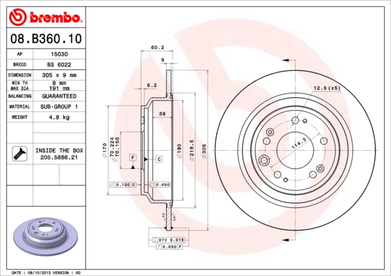 Disc frana 08.B360.10 BREMBO