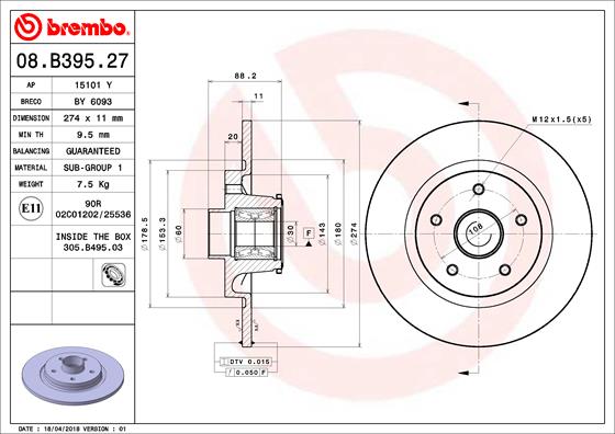 Disc frana 08.B395.27 BREMBO