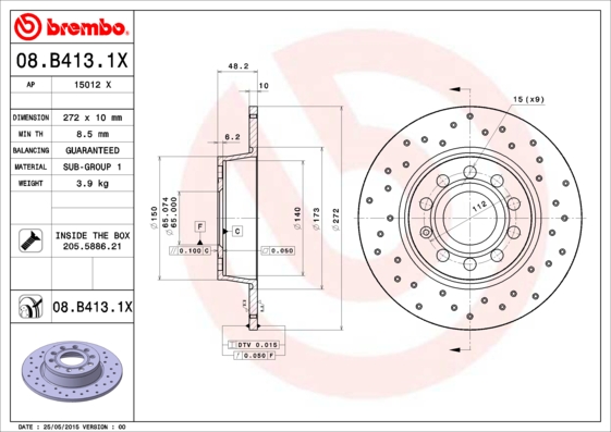 Disc frana 08.B413.1X BREMBO