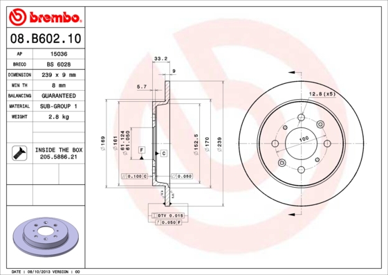 Disc frana 08.B602.10 BREMBO