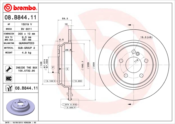 Disc frana 08.B844.11 BREMBO