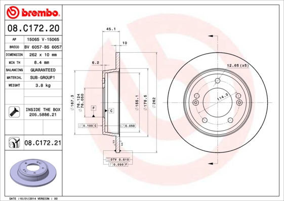 Disc frana 08.C172.21 BREMBO