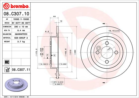 Disc frana 08.C307.11 BREMBO