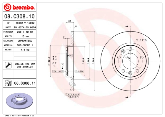 Disc frana 08.C308.11 BREMBO