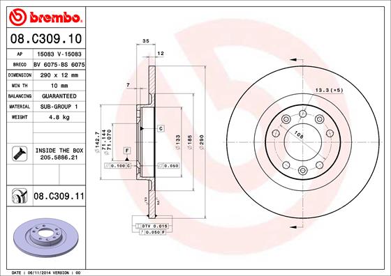 Disc frana 08.C309.11 BREMBO