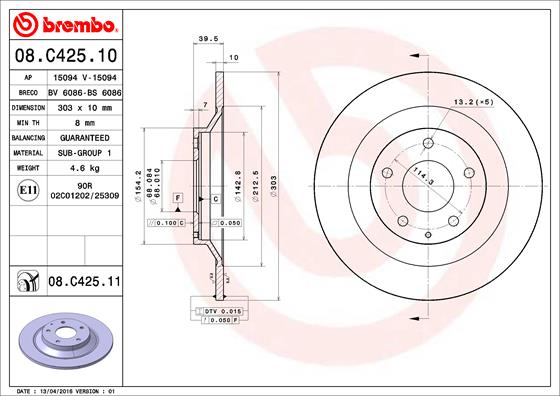 Disc frana 08.C425.11 BREMBO