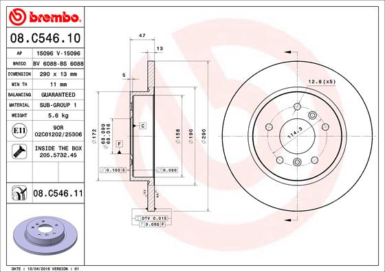 Disc frana 08.C546.11 BREMBO