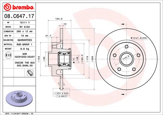 Disc frana 08.C647.17 BREMBO