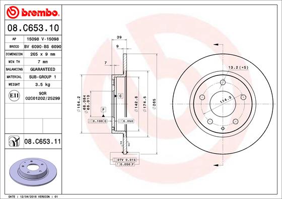 Disc frana 08.C653.11 BREMBO