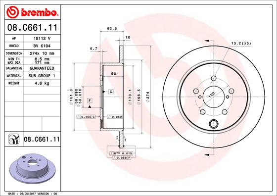 Disc frana 08.C661.11 BREMBO