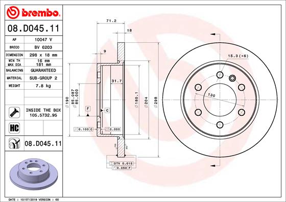 Disc frana 08.D045.11 BREMBO