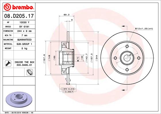 Disc frana 08.D205.17 BREMBO