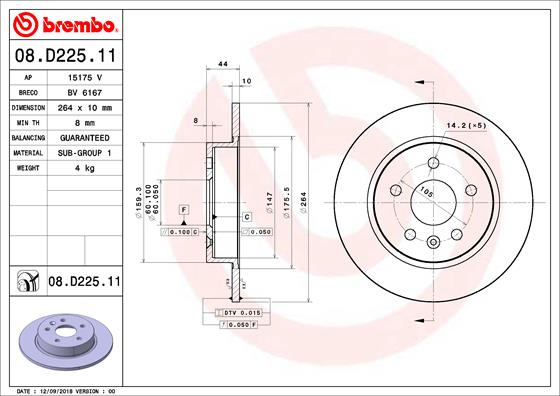 Disc frana 08.D225.11 BREMBO