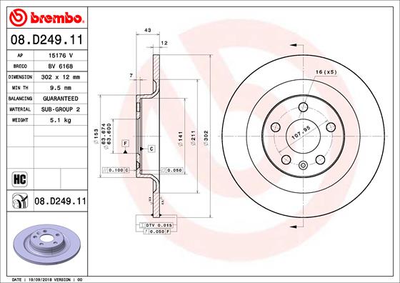 Disc frana 08.D249.11 BREMBO