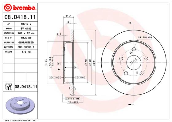 Disc frana 08.D418.11 BREMBO