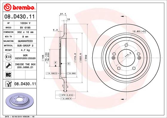 Disc frana 08.D430.11 BREMBO