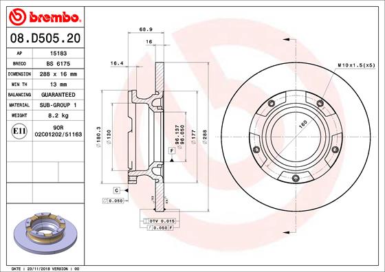 Disc frana 08.D505.20 BREMBO