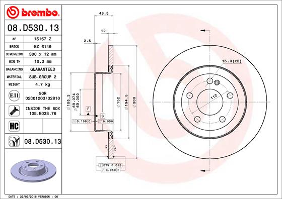 Disc frana 08.D530.13 BREMBO