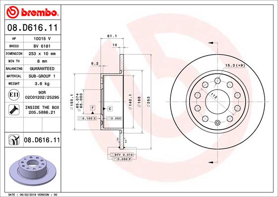 Disc frana 08.D616.11 BREMBO