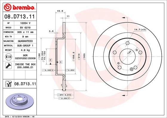 Disc frana 08.D713.11 BREMBO