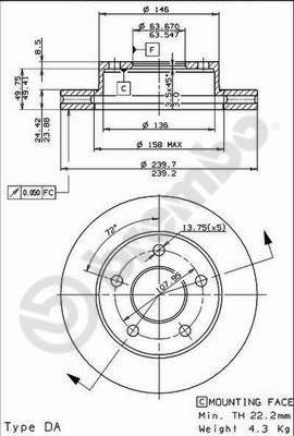 Disc frana 09.4914.40 BREMBO