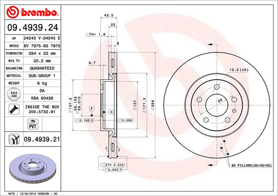 Disc frana 09.4939.21 BREMBO