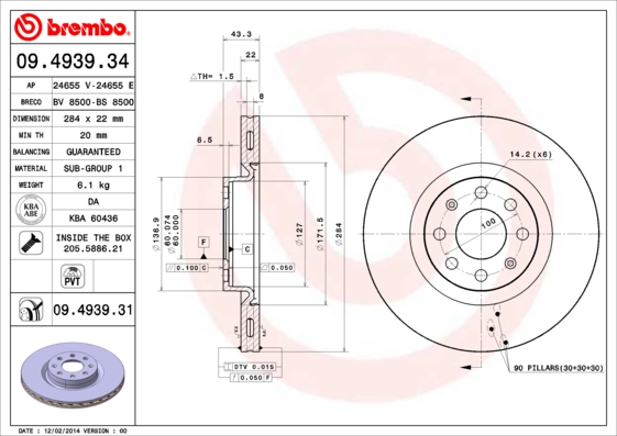 Disc frana 09.4939.31 BREMBO