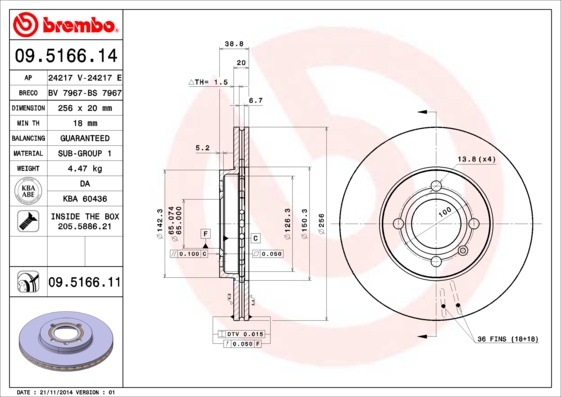 Disc frana 09.5166.11 BREMBO