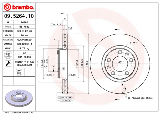 Disc frana 09.5264.10 BREMBO