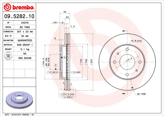 Disc frana 09.5282.10 BREMBO