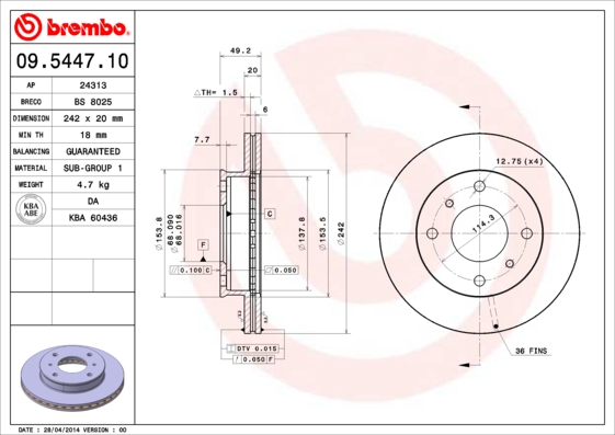 Disc frana 09.5447.10 BREMBO