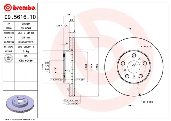 Disc frana 09.5616.10 BREMBO