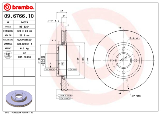 Disc frana 09.6766.10 BREMBO