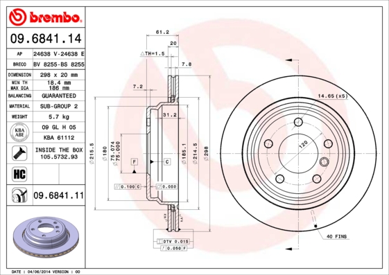 Disc frana 09.6841.11 BREMBO