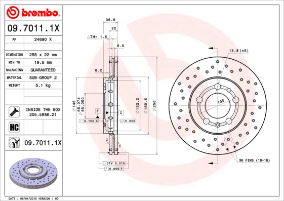 Disc frana 09.7011.1X BREMBO