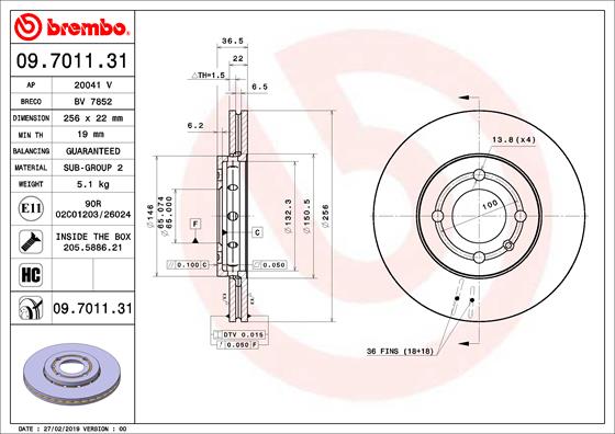 Disc frana 09.7011.31 BREMBO